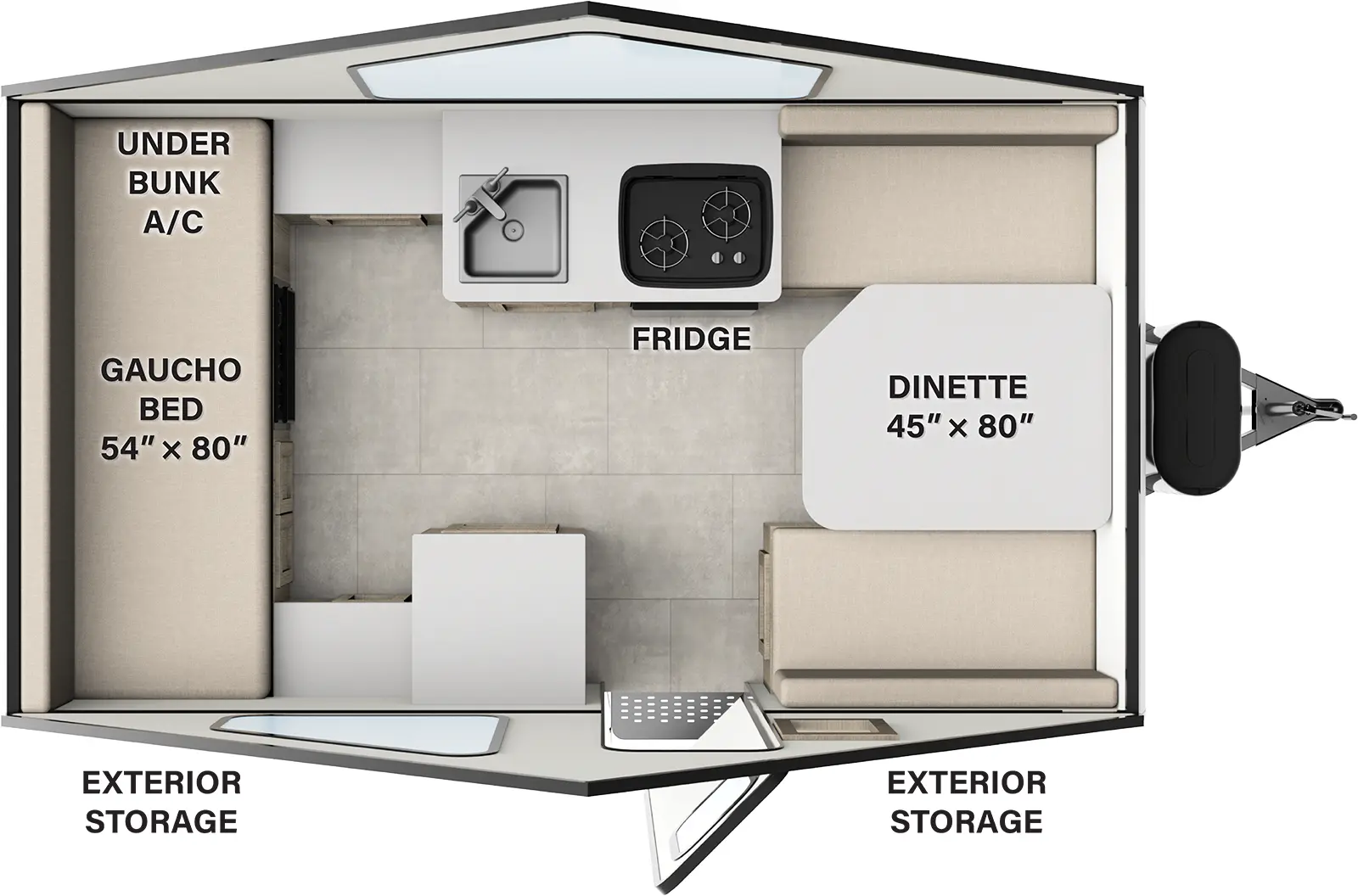 The Rockwood Hardside Pop-Up Campers A121FD floorplan features include: hard sides.